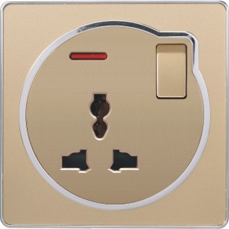 British Standard 15A Round-Pinned switch Wall Socket with Neon