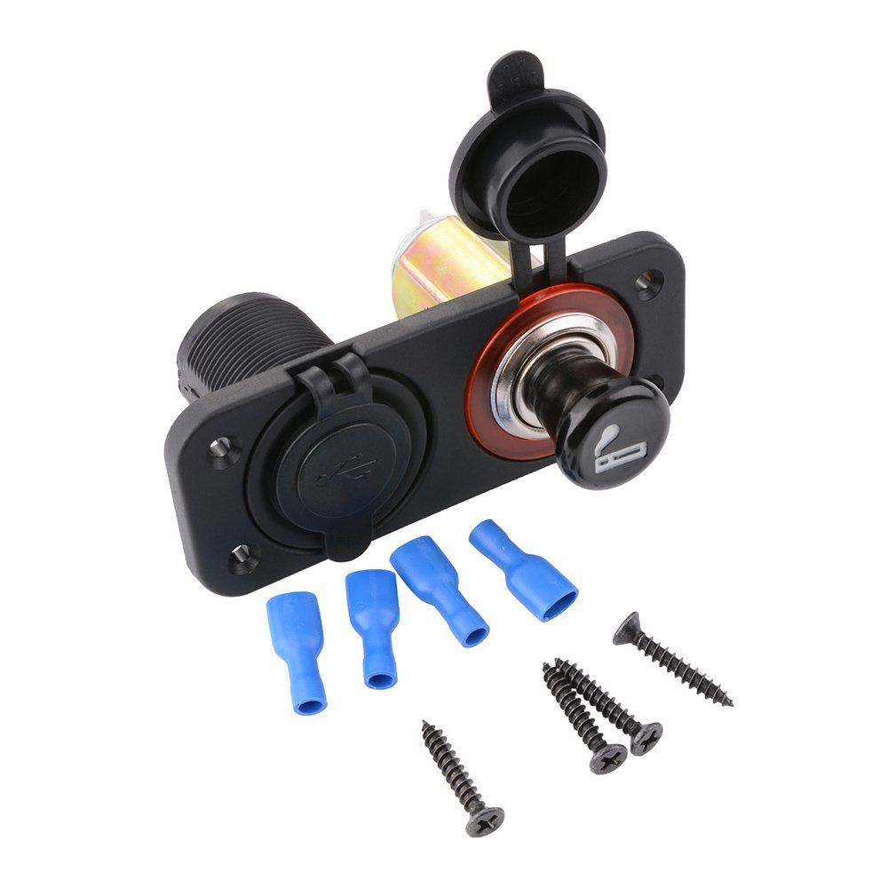 2 Hole Panel Set: 3.1A Dual USB + Cigarette Socket