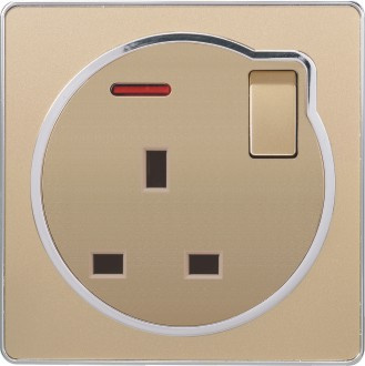 British Standard 13A Square-Pinned Switch Socket with Neon