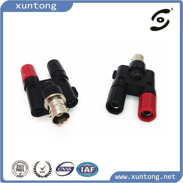 Brass BNC Female to Double Binding Post Adaptor