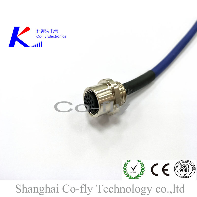 M12 17 Pins Straight Female a Coding Sensor Aviation Calbe Socket Connector