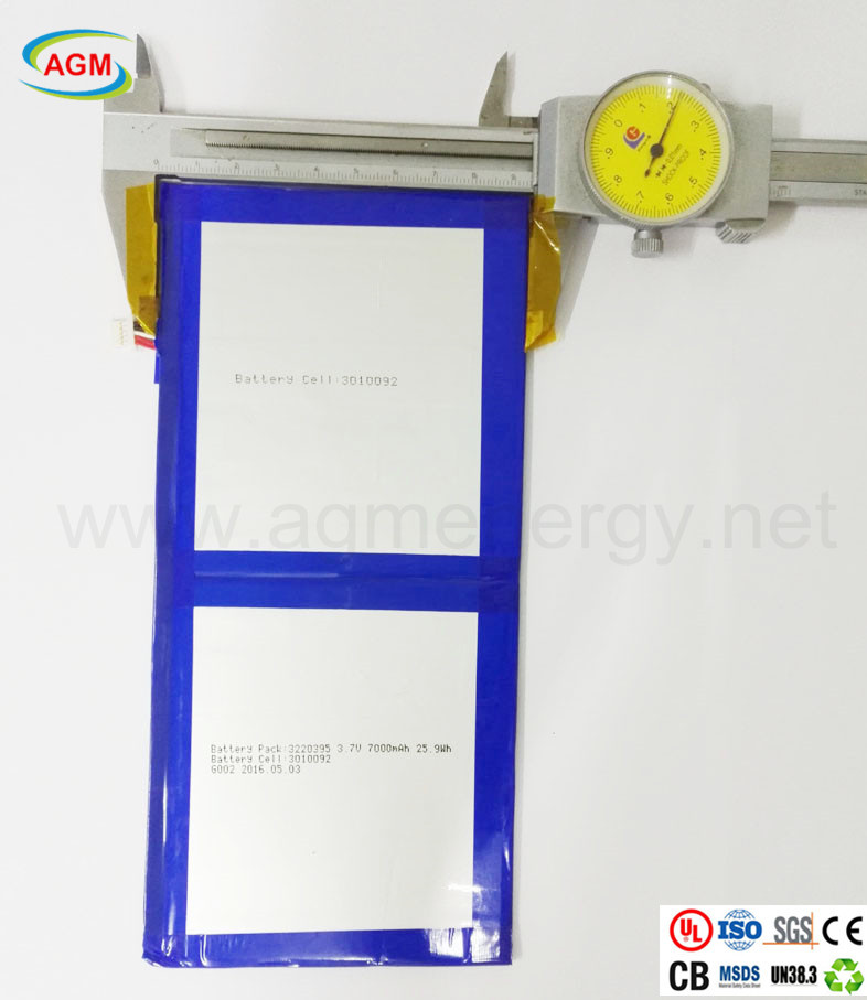 Popular ISO SGS Battery Pack 3220395 3.7V 7000mAh Lipo Battery