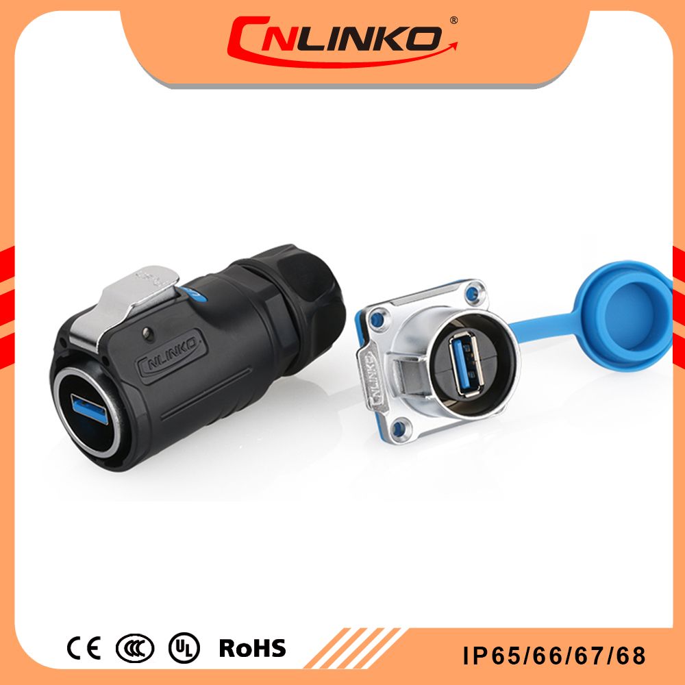 Plastic M24 Dual USB3.0 Panel Mount Socket Plug, Fast USB Female to Female Connector for Internet Cable Assembly