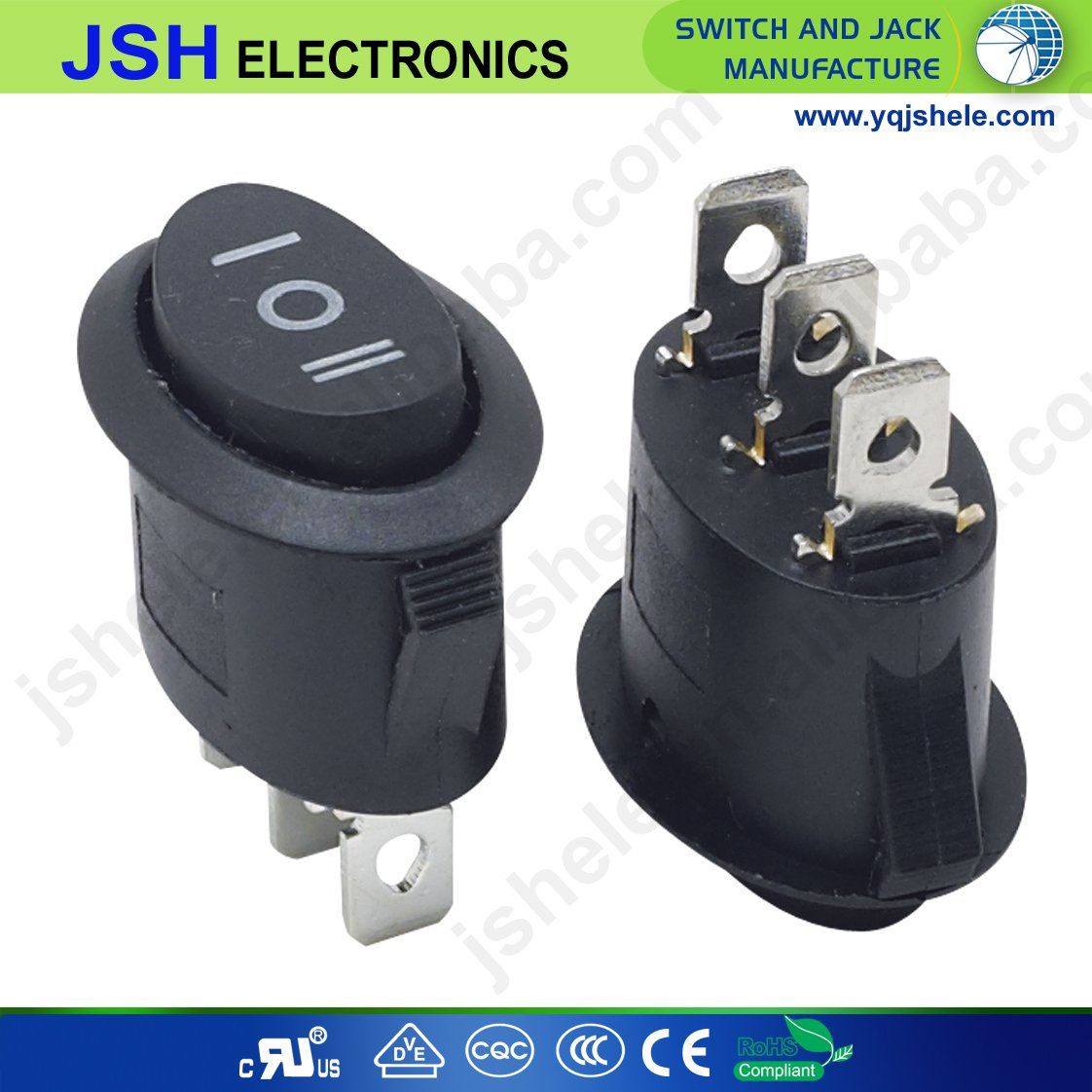 Black 3 Positon Momentary Round Rocker Switch