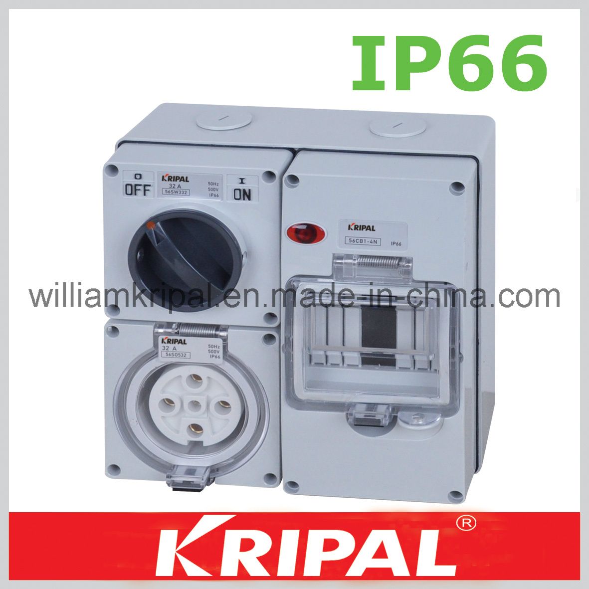 5 Pin 32A IP66 Waterproof Switched Socket
