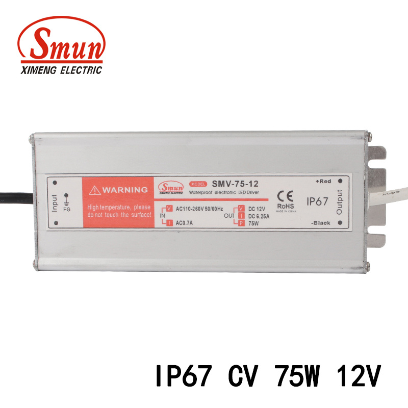 75W 12VDC 6.25A Waterproof IP67 LED Driver Switching Power Supply