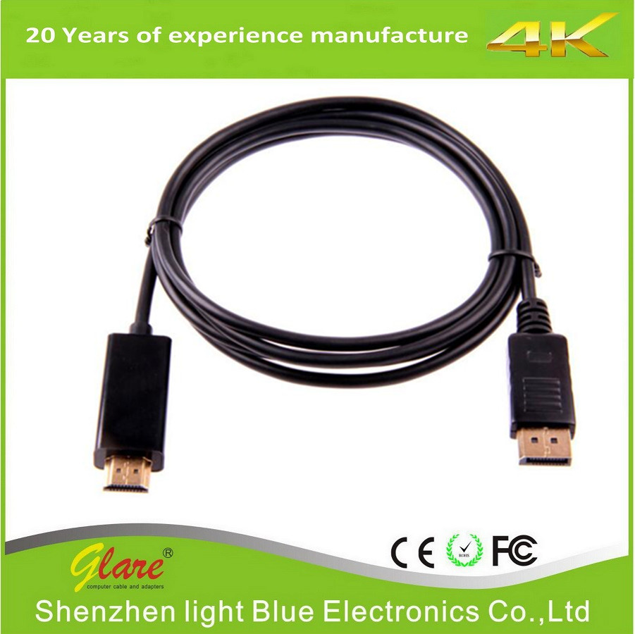 Gold Plug Dp to HDMI Cable 1.8m Support 4k