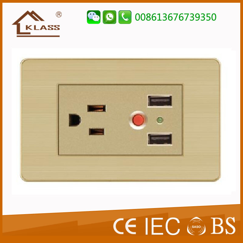 Factory Hot Sale 3pole Socket with Double USB Socket 2.1A