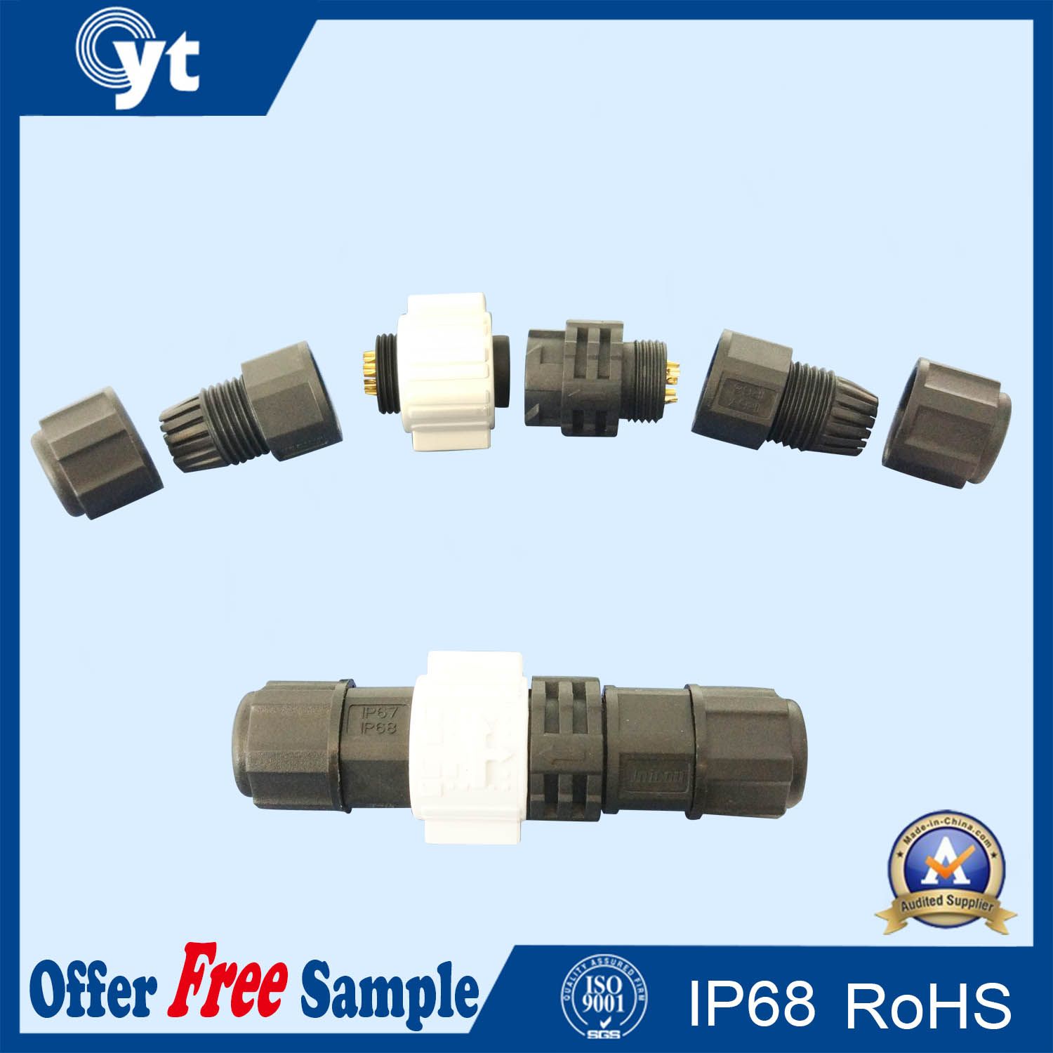M19 Electrical 15 AMP Circular 8pin Waterproof Cable Connector