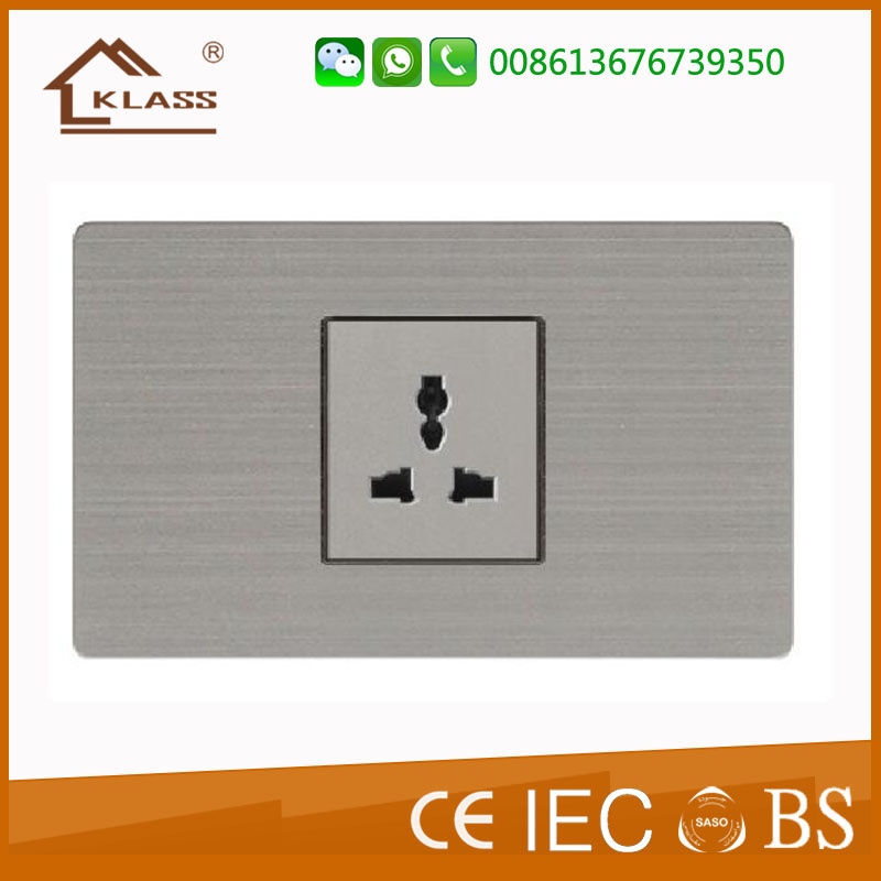 Stainless Steel Panel Electric 3 Pin Mf Socket with Wall Switch