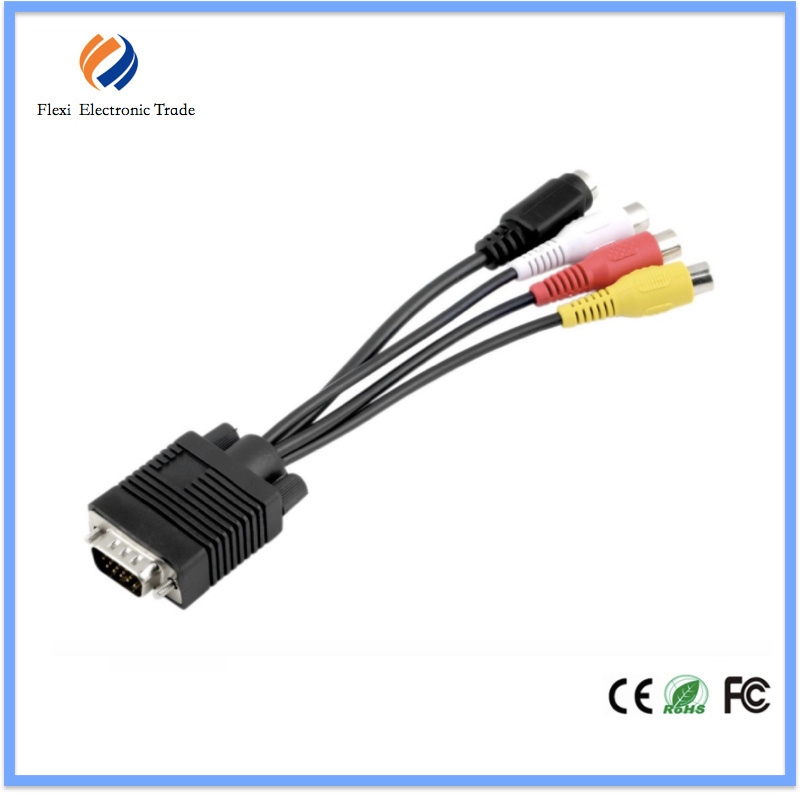 1.5m 3FT VGA to 3RCA Cable, AV to VGA, Video Cable