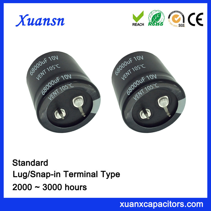 Low Voltage Snap in 68000UF 10V 3000hours Capacitor