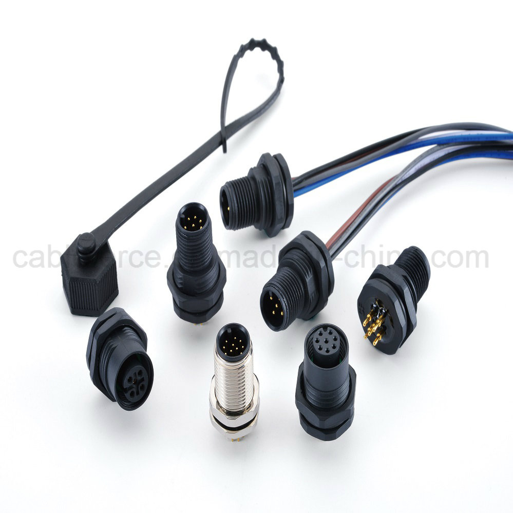 M12 4pin Female Waterproof Connector PCB Contacts Connector