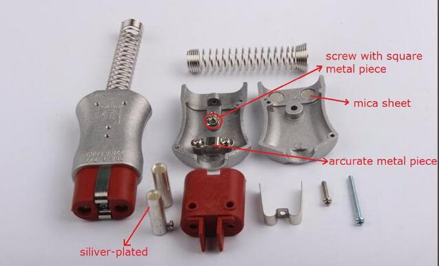 380V High Temperature Band Heater Plug Ceramic Rubber Industrial Plug