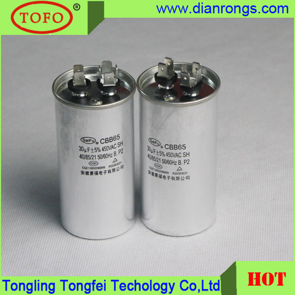 Cbb65 Aluminium AC Capacitor Electrolytic Capacitor 50UF