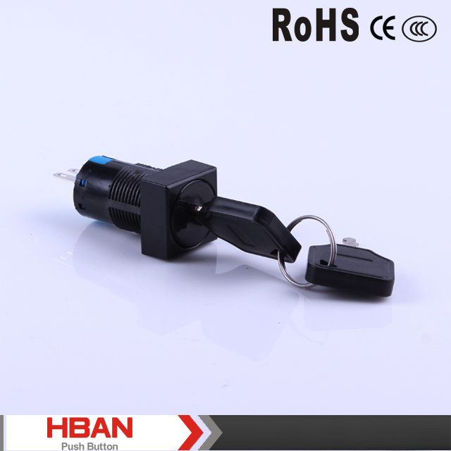 Hbs1-Af-11y 16mm Square Key Operated Push Button Switch
