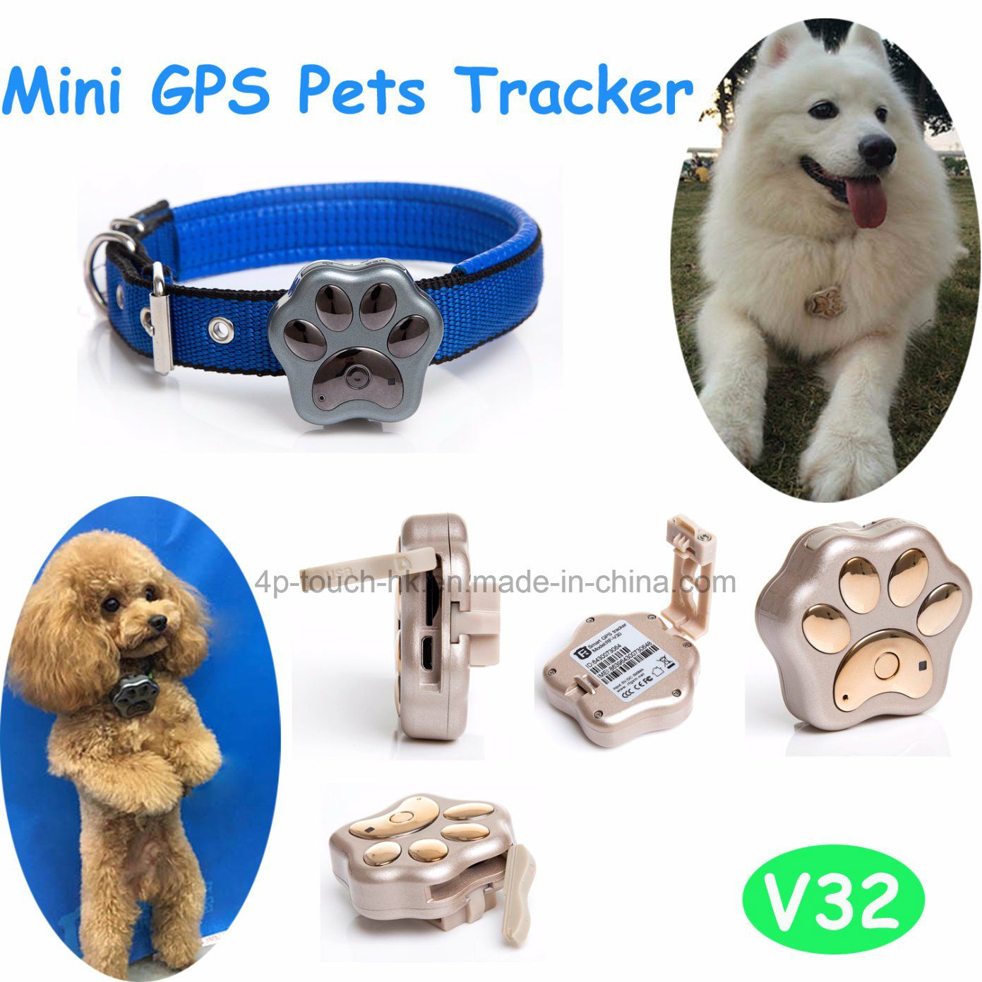 Waterproof Pet GPS Tracker with Anti-Lost Alarm (V32)