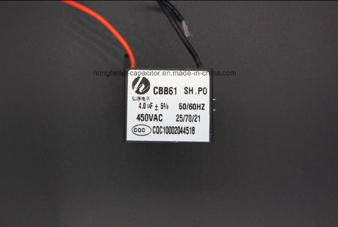 Cbb61 Fan Capacitor with UL VDE and CQC Certificate
