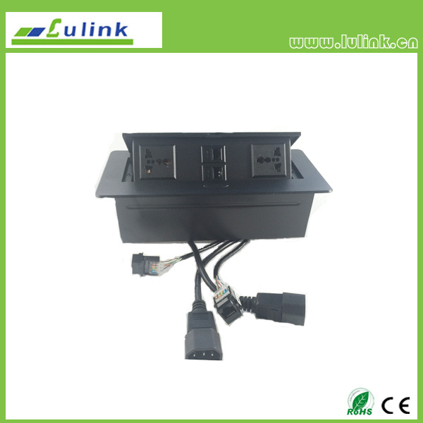 2 RJ45+2 Universal Plug Desktop Socket