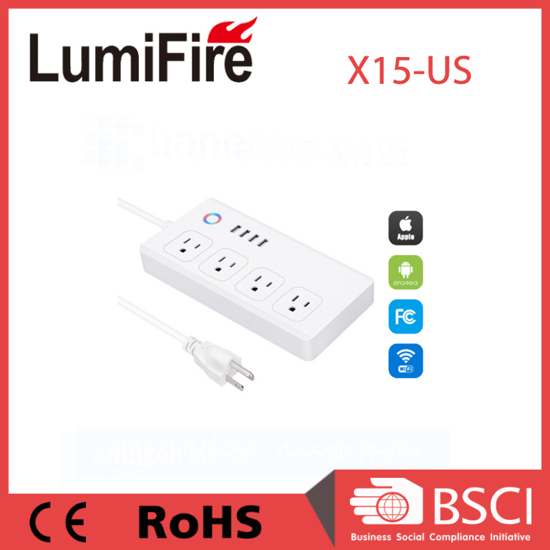 4 AC Outlets 4 USB Ports Remote Control WiFi Smart Plug