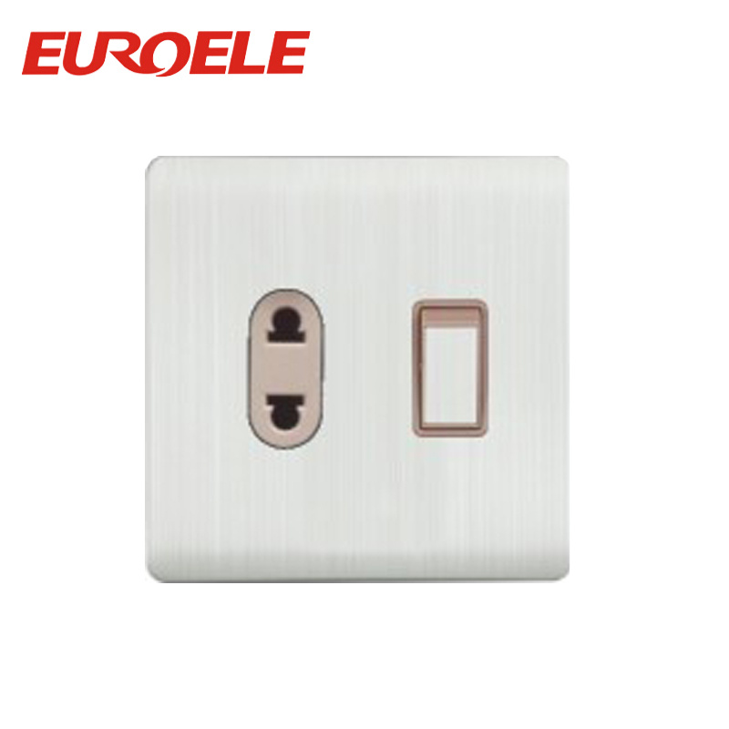 Aluminumm Plate White Color 2 Pin Single Switched Socket
