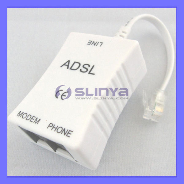 White ADSL Wired Networking Cable / Telephone Cable Splitter