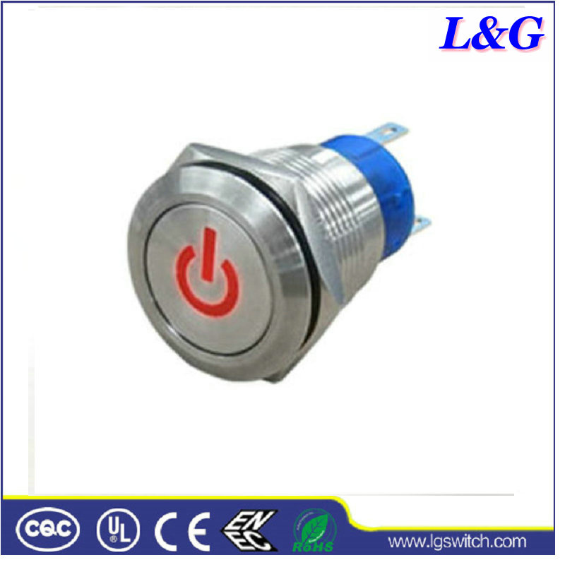 12V/24V/220V 19mm Metal Illuminated Pushbutton Switch