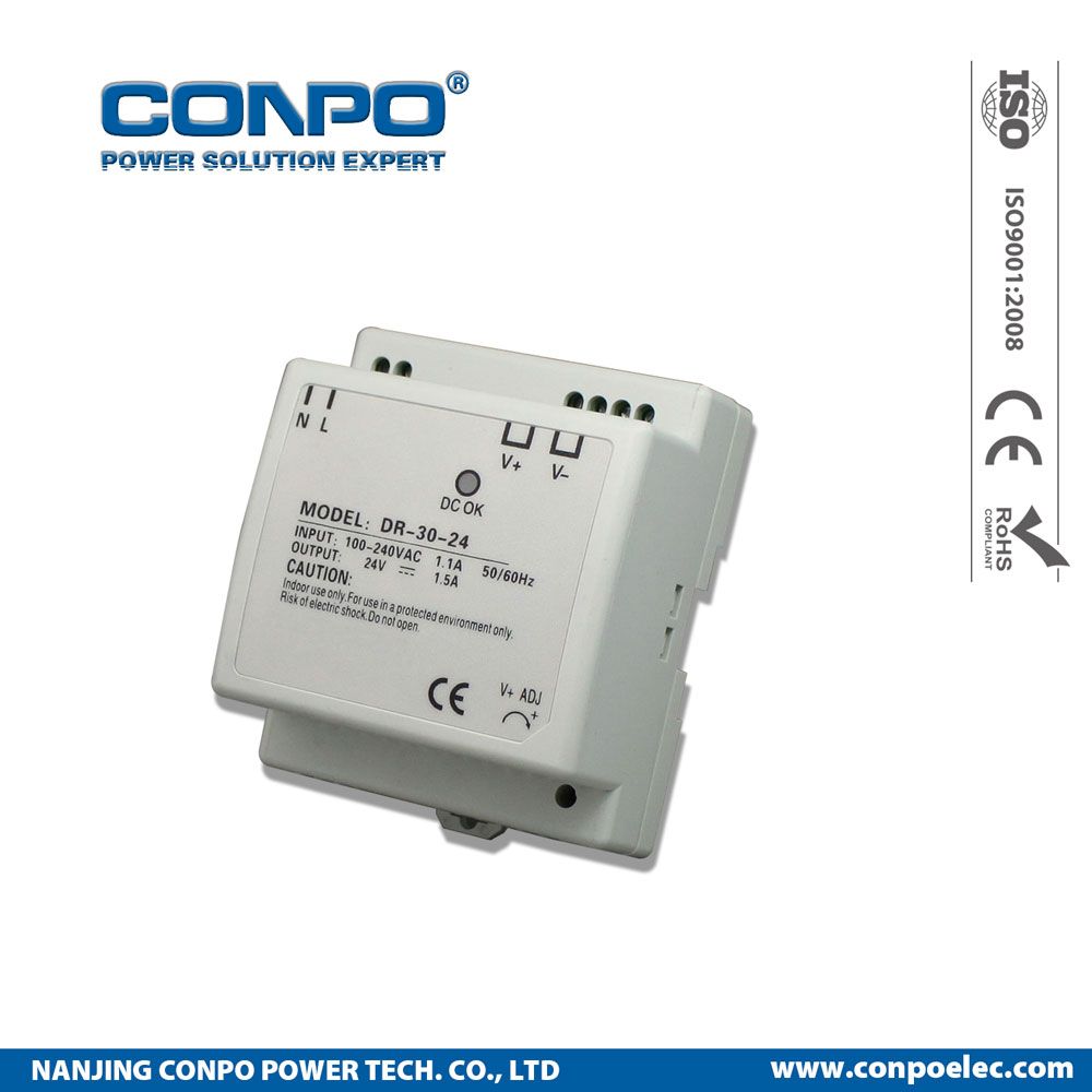 30W, 45W, 60W 5V/12V/24V/48V, DIN-Rail Power Supply