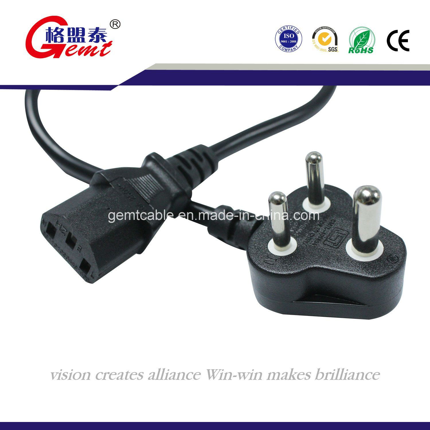 SABS South African AC Power Cord African 3 Pin Extension Cord