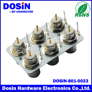 2*3 Port Connector 180 Degree PCB Mount BNC Coaxial Connector