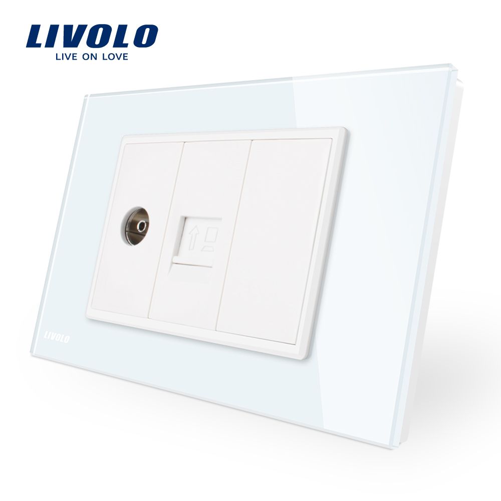 Livolo 1 Gang TV and 1 Gang Computer Internet Socket Vl-C91V1c-11