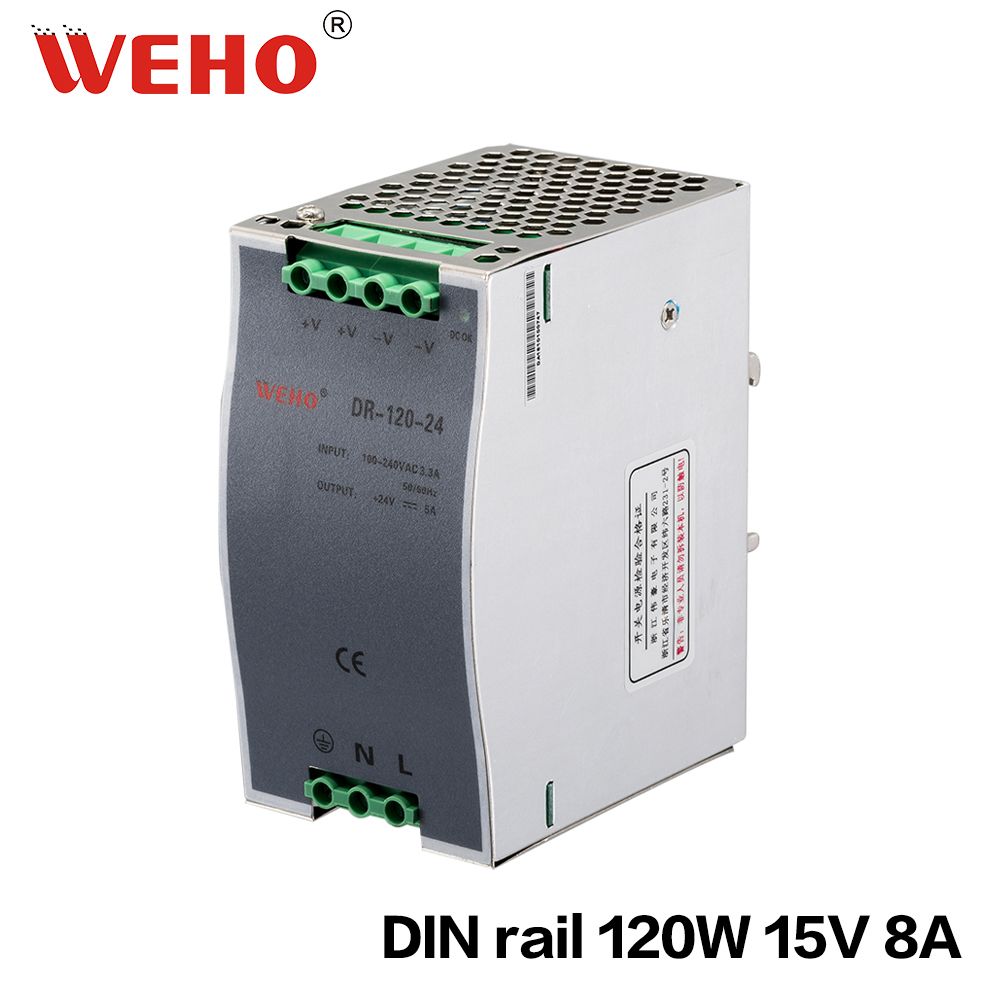 Ce RoHS DIN Rail 120W 8A 15 Volt LED Power Supply