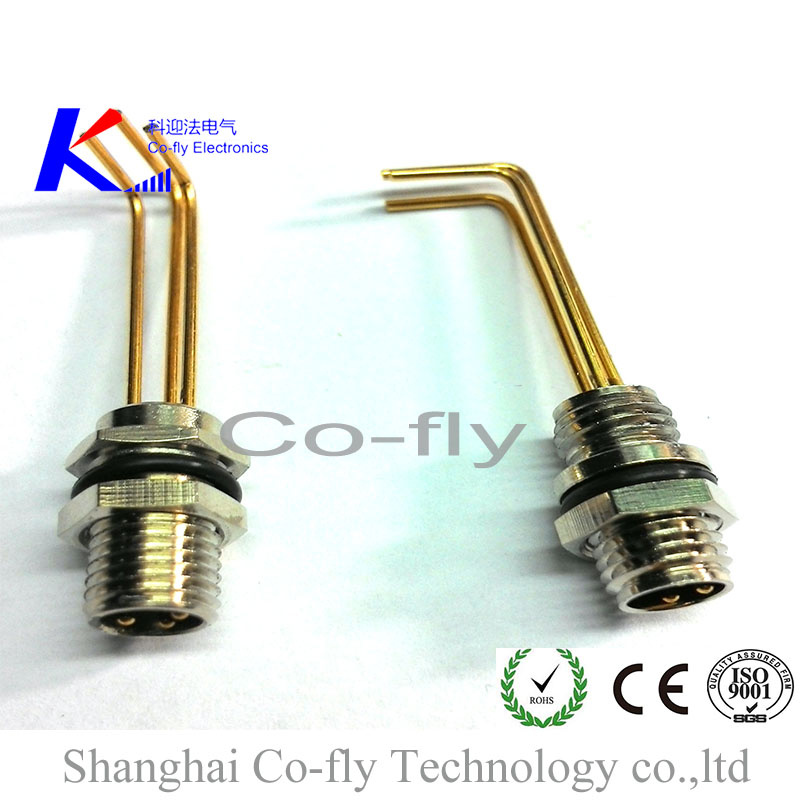 M8 Customized Long Pin Male Right Angle PCB Panel Electrical Connector