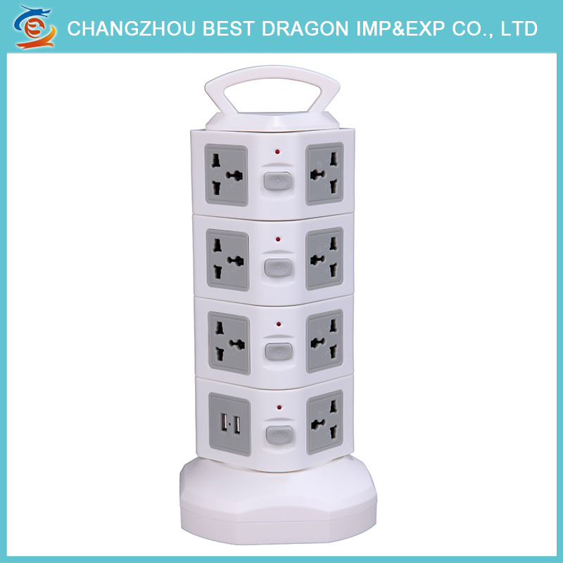 Four-Layer Vertical Multi Electrical Extension Socket for Flat Extension Power