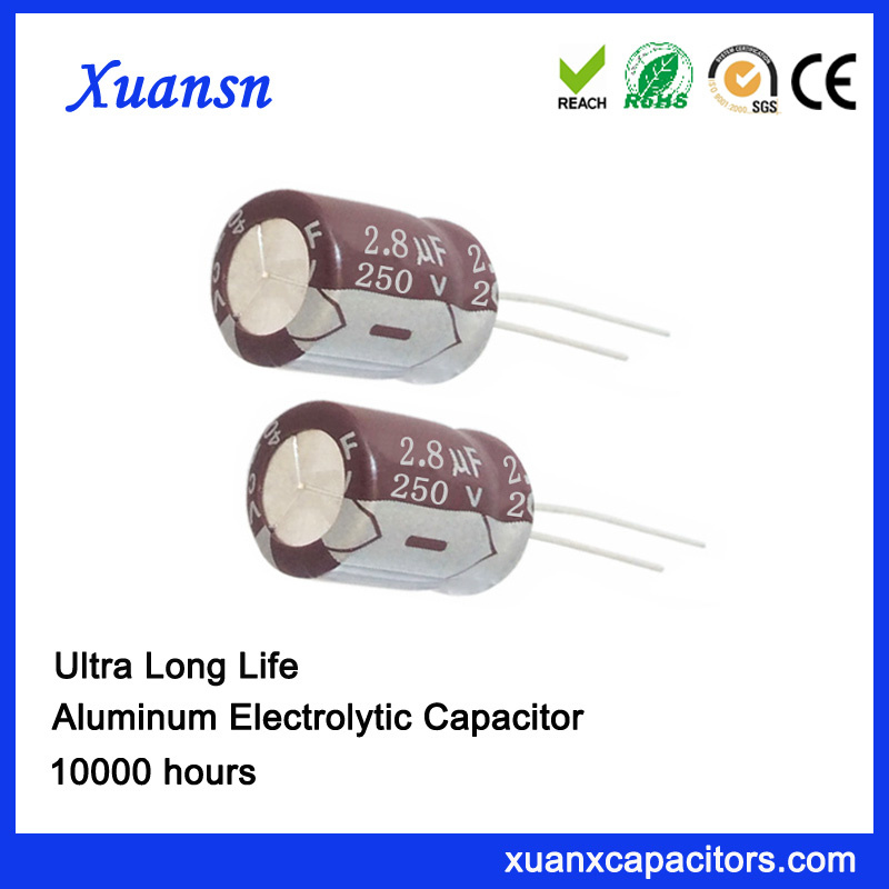China 2.8UF 250V Long Life Electrolytic Capacitor