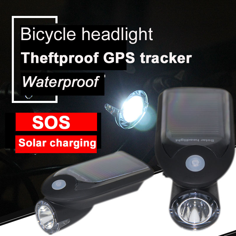 Waterproof Bicycle Headlight Salar Charging GPS Tracker
