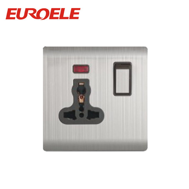 Universal Sliver Stainless Steel 250V/10A Power Switch Socket