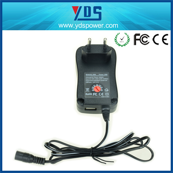 Universal Wall Mount 30W AC DC Power Adapter Supply