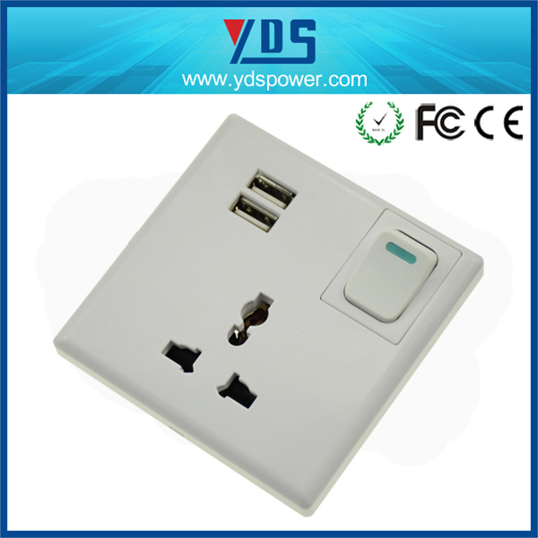 2016 Hot Selling UK USB Wall Socket 5V1a/2A/4.8A with Dual USB Port British USB Wall Socket 220V