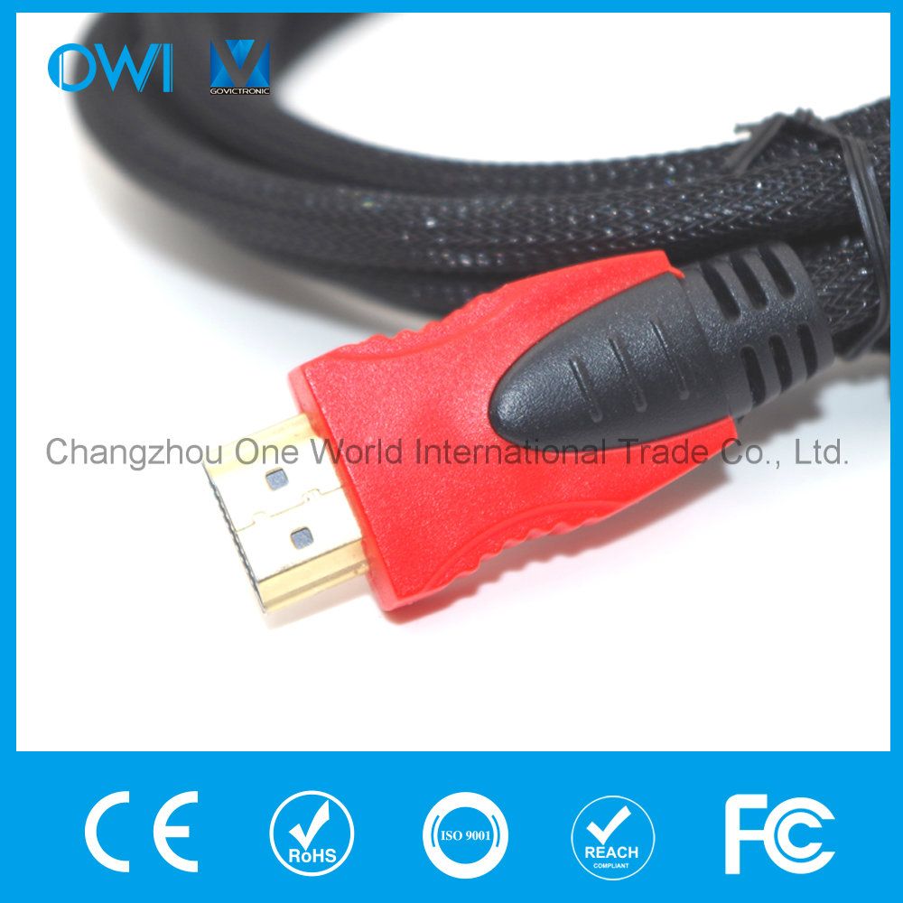 Two-Tone Metal Assembly HDMI 19pin Plug to Plug Cable Red & Black