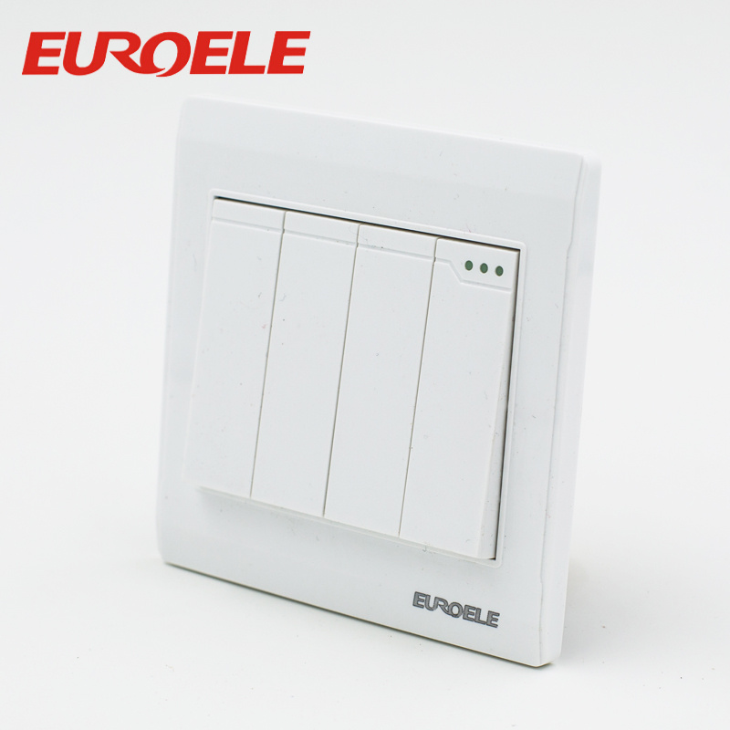 Good Guarantee PC White Color 4 Gang Wall Switch