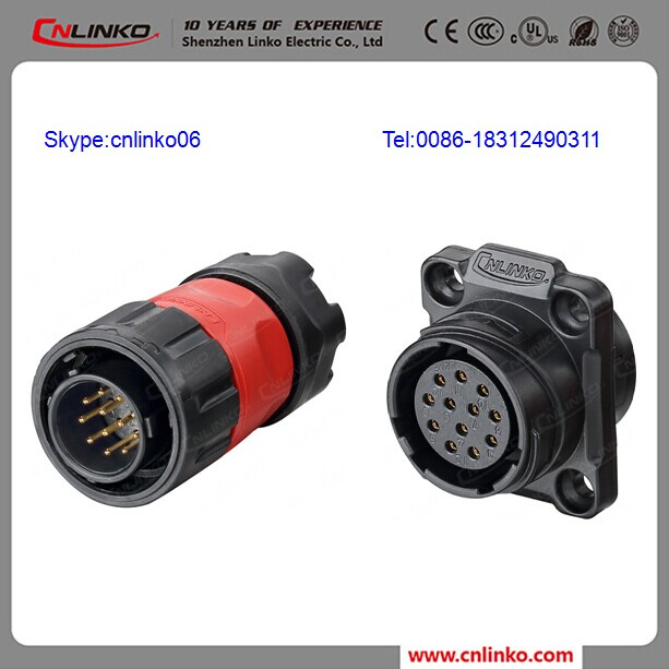 IP67 Waterproof 12 Pin Auto Plastic Connector in Round
