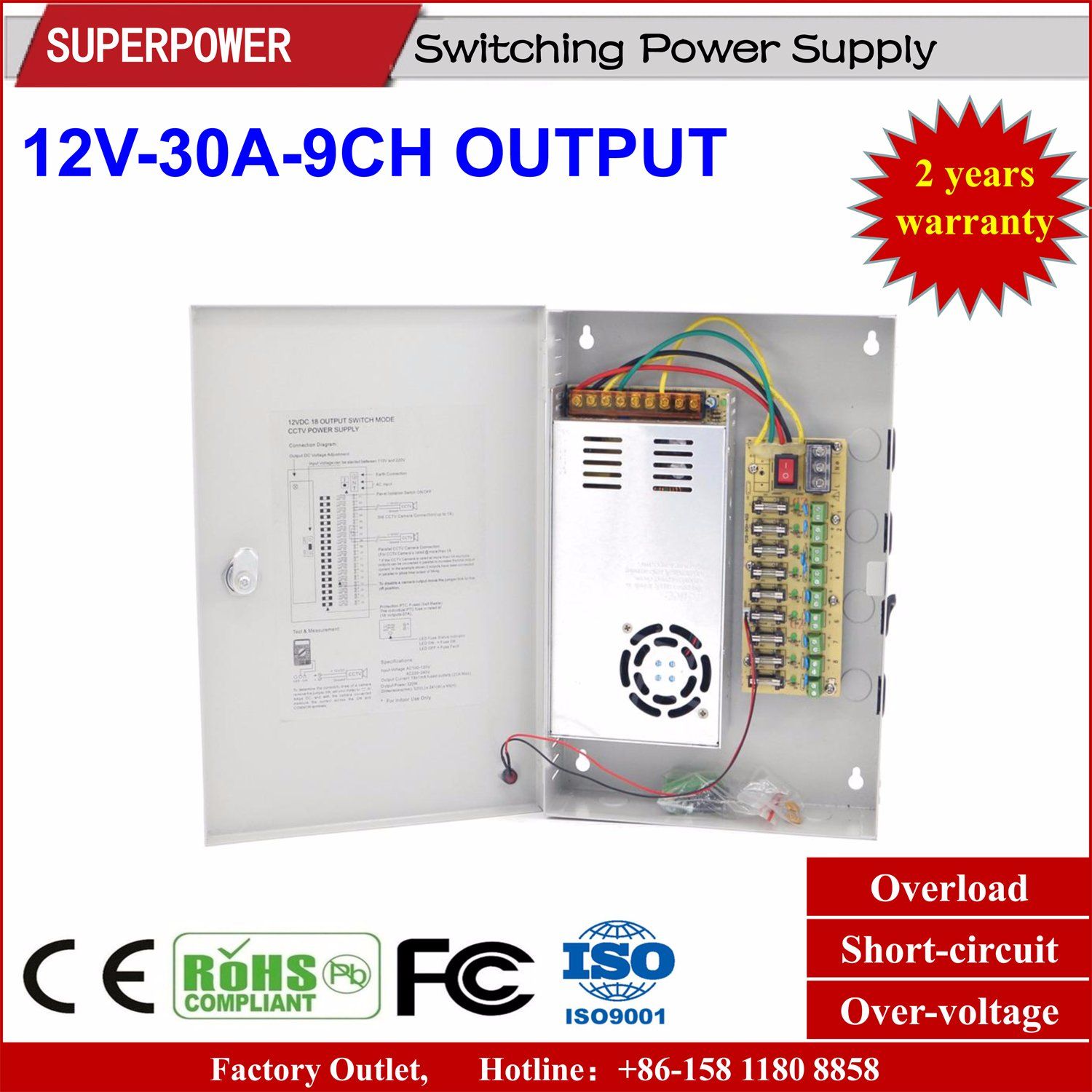 12V 30A 9CH Output CCTV Camera Switching Power Supply