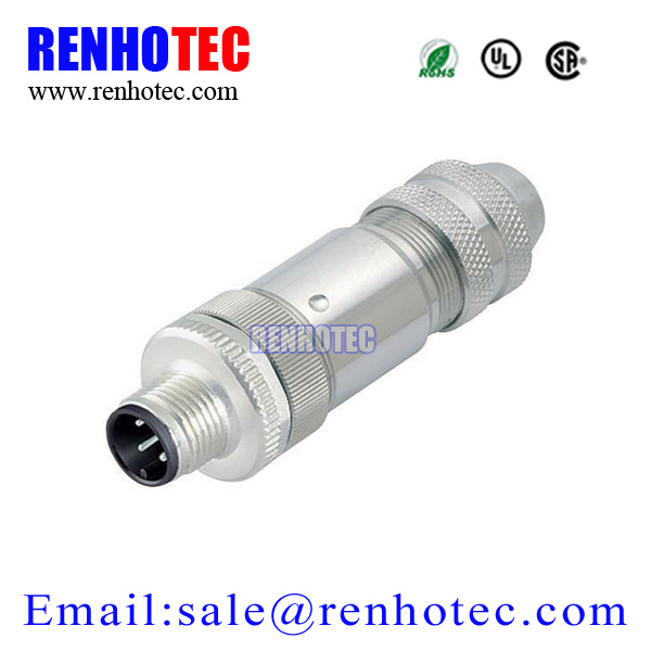 12mm Screw Terminal M12 3pin Metal Plug Assembly Type for Wires
