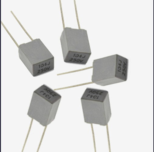 Gray Blue Yellow Mini Box 5mm Metallized Polyester Film Capacitor Tmcf07