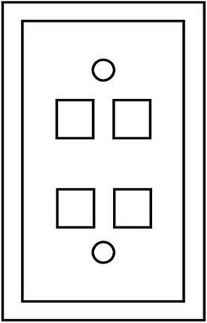 Midsize Single-Gang Quick Port Wallplate, 4-Port UL Approval