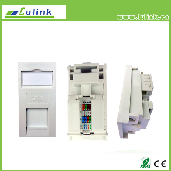 White UTP CAT6 UK Type Tooless RJ45 Keystone Jack