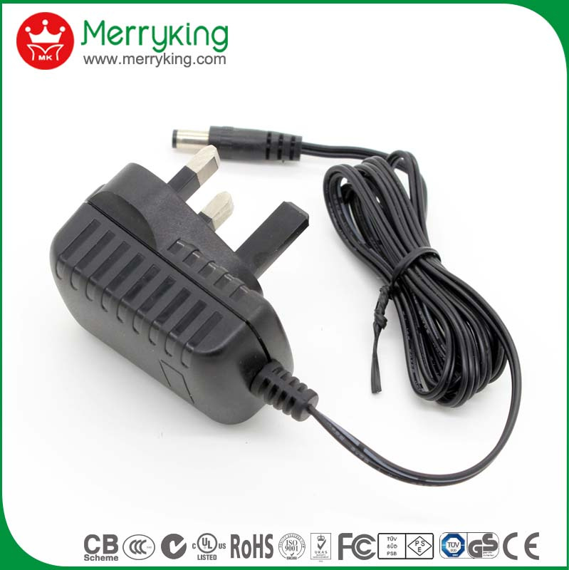 TUV BS RoHS AC/DC Adapter UK Plug 12V 1A 12W LED Power Adapter
