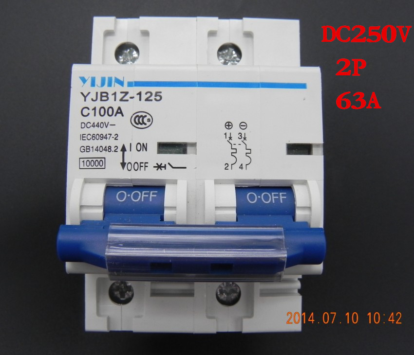 2p 63A DC250V MCB Circuit Breaker DC Switch Controller