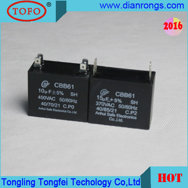 15UF Cbb61 Fan Capacitor with Pin and Wire Series